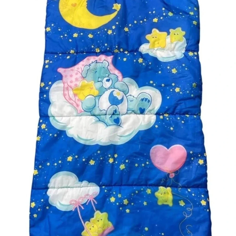 Vintage Care Bear Sleeping Bag Moon Stars Hearts Rare Clouds Retro
